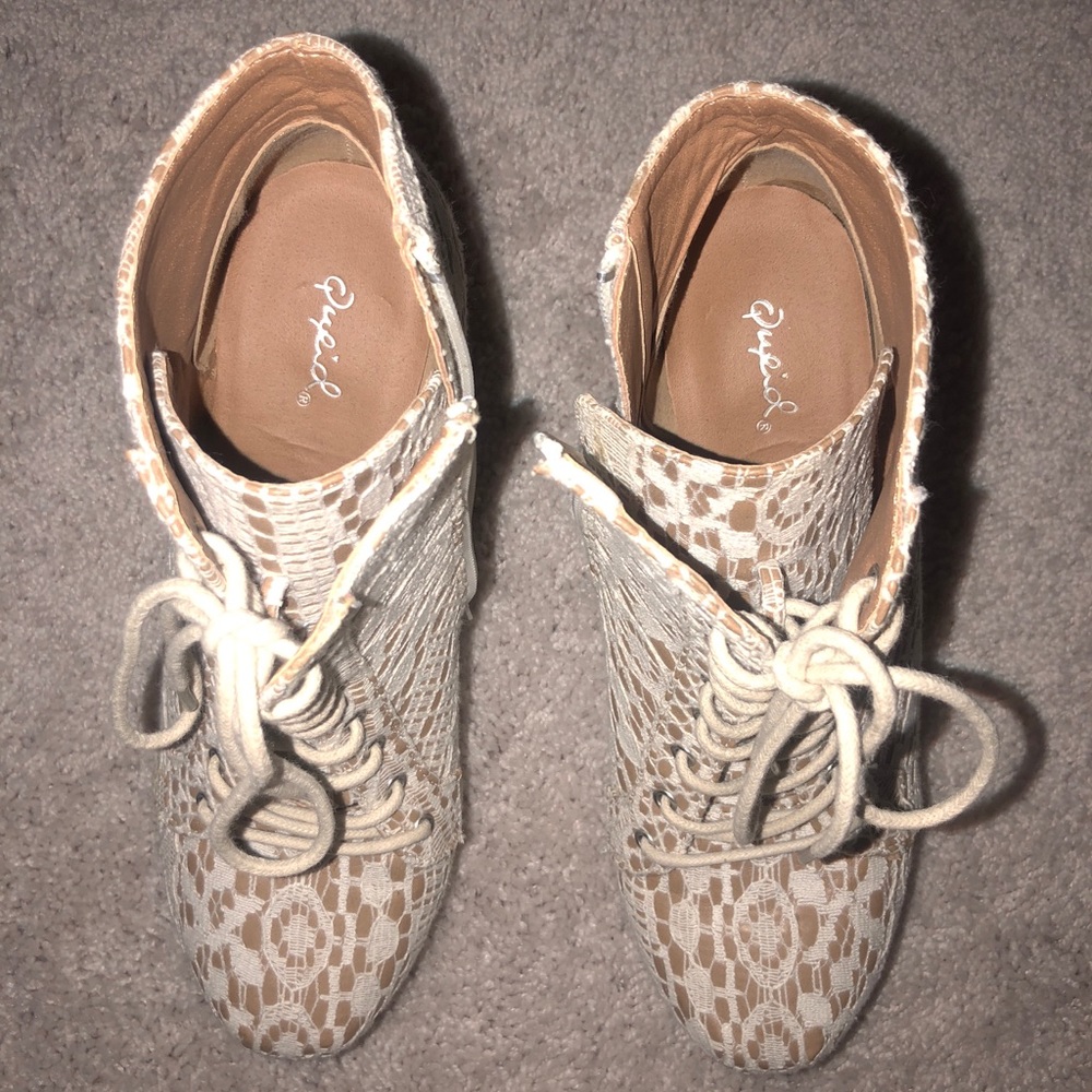 Crochet Lace Faux Leather Booties - Picture 7 of 13